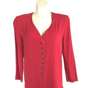 VTG Lilli Ann Collection Duster Dress Union Made USA Red Black Button NWT